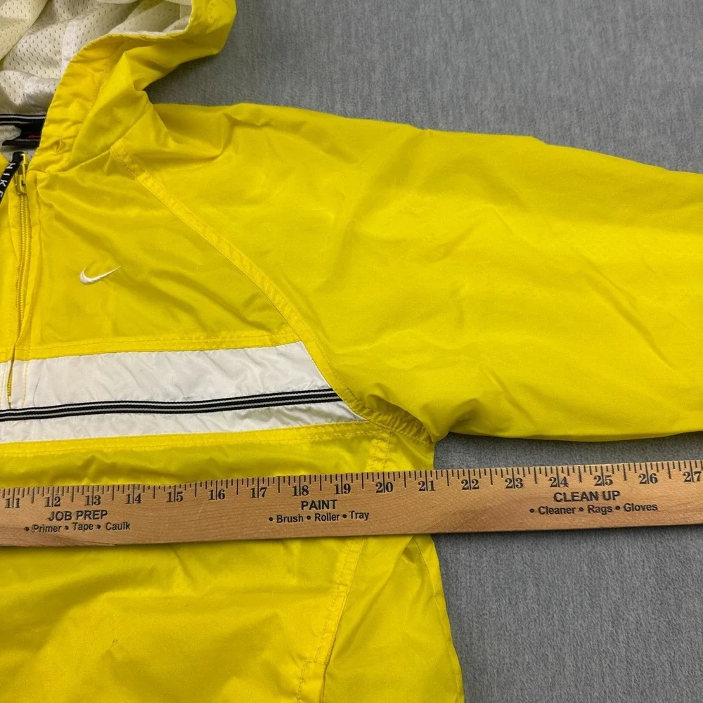 Vintage‎ Nike Jacket Womens Small Yellow Windbreaker 1/4 Zip Hooded Pullover 80s